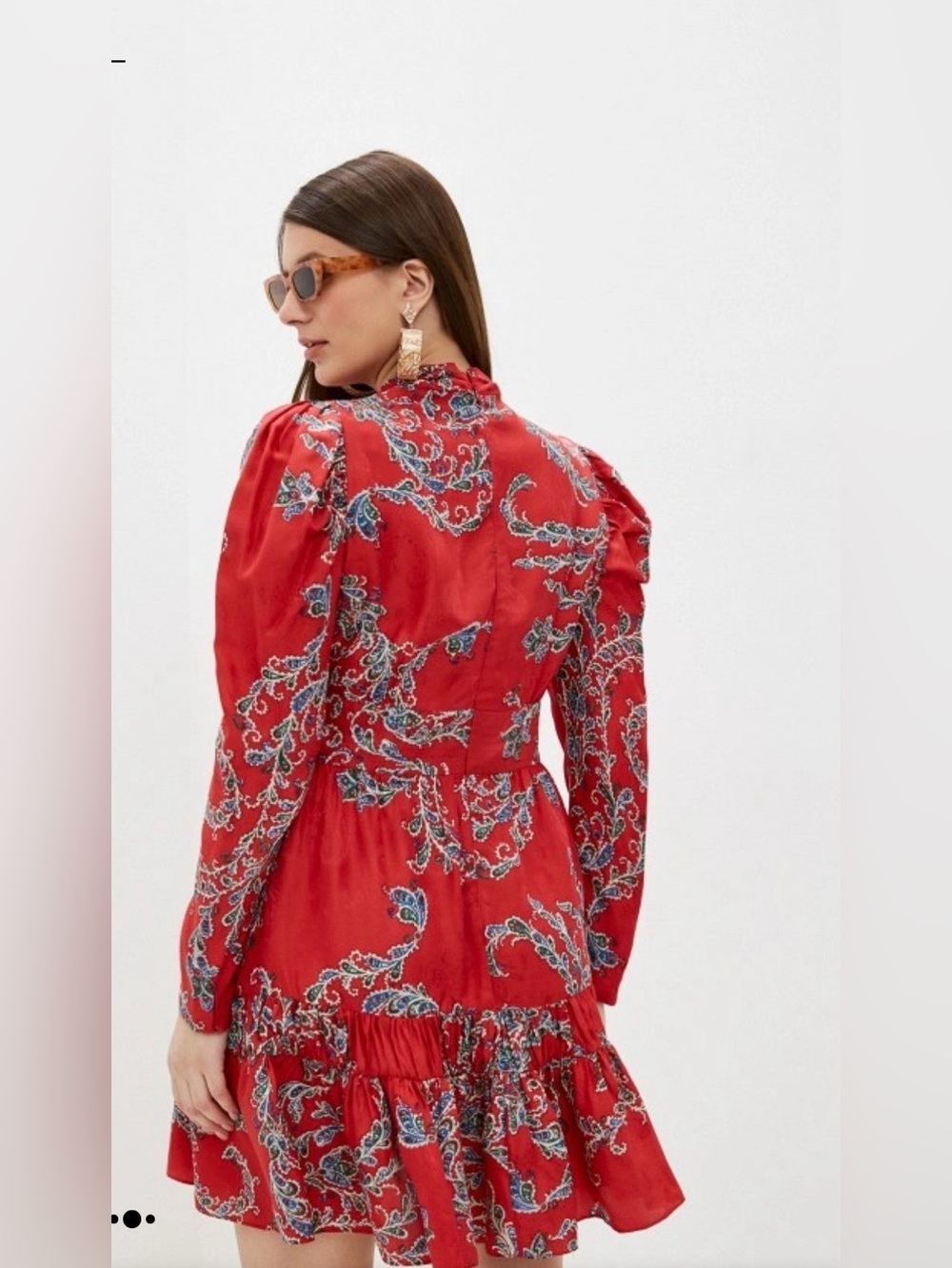 Sandro Tali Red Printed & Draped Satin-Jacquard Mini Dress, Size 40 - Picture 3 of 11
